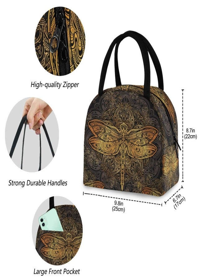 ZzWwR Ocean Starfish Seahorse Pattern Reusable Lunch Tote Bag with Front Pocket Zipper Closure Insulated Thermal Cooler Container Bag for Work Picnic Travel Beach Fishing - Image 3
